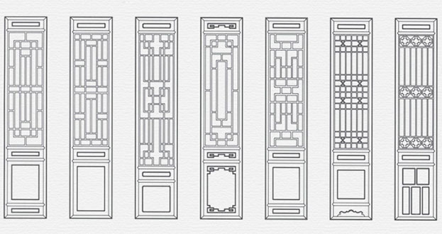 阳江镇常用中式仿古花窗图案隔断设计图