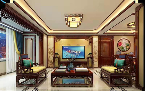 阳江镇住宅新中式风格装修，尽显奢华品味
